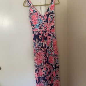 Lilly Pulitzer Pink and Blue Paisley Maxi Dress